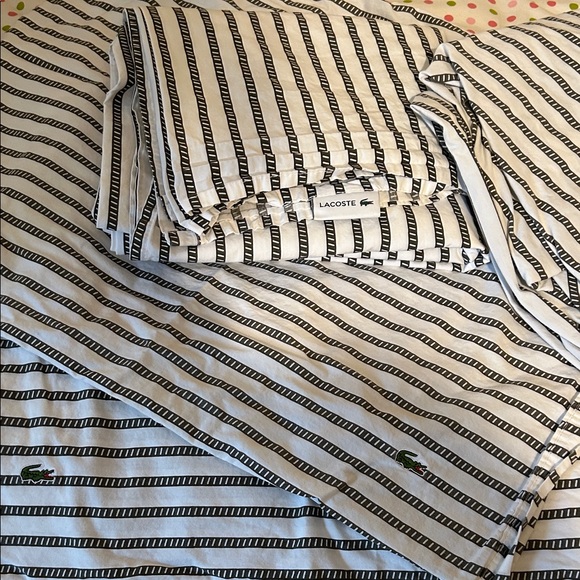 Lacoste Black and White Striped Sleepwear - Picture 1 of 3